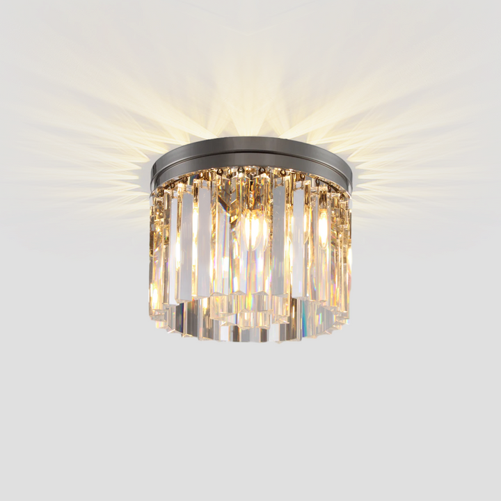 1920s Tedem 1-Tier Crystal Round Flushmount