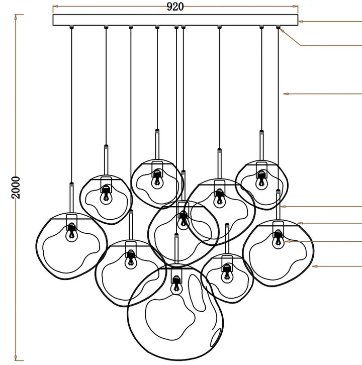 Afra Glass Chandelier 36”