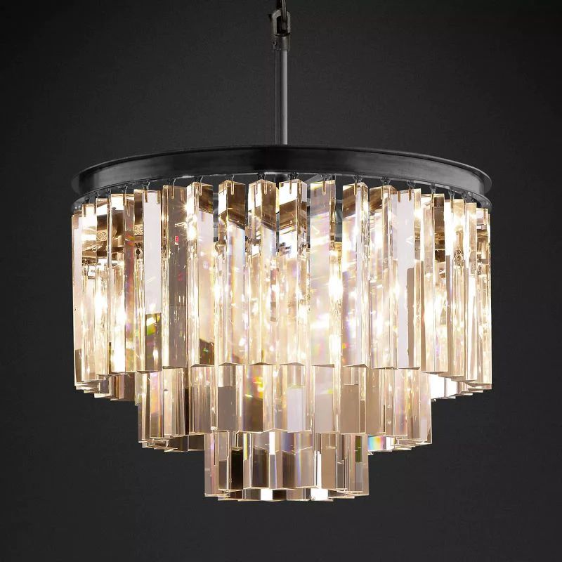 1920s Tedem Tiered Round Dining Room Chandelier 20"
