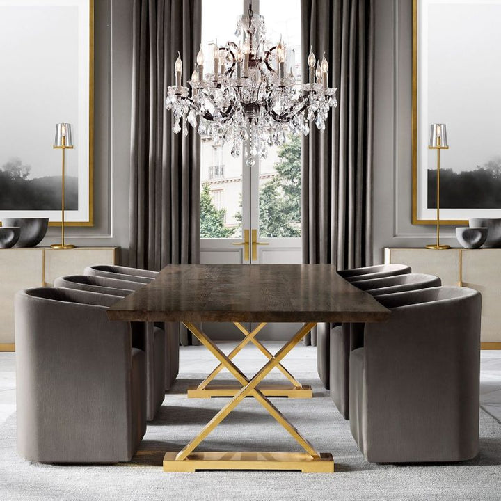 19th C. Rococo Iron & Crystal Round  Dining Room Chandelier 28"