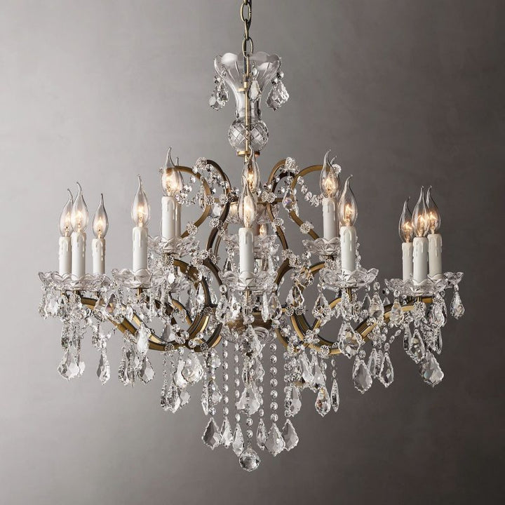 19TH Crystal Round Chandelier 33"