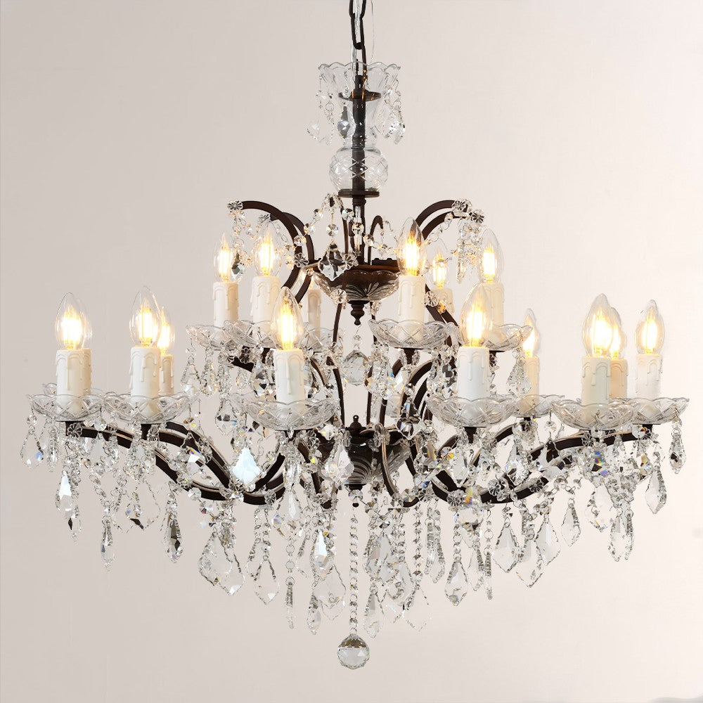 19TH Crystal Round Chandelier 33"