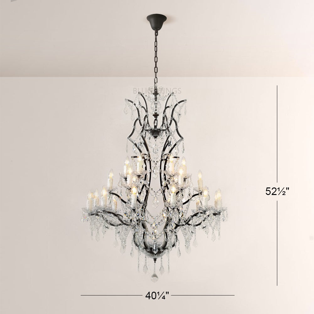 19TH Crystal Round Chandelier 40"