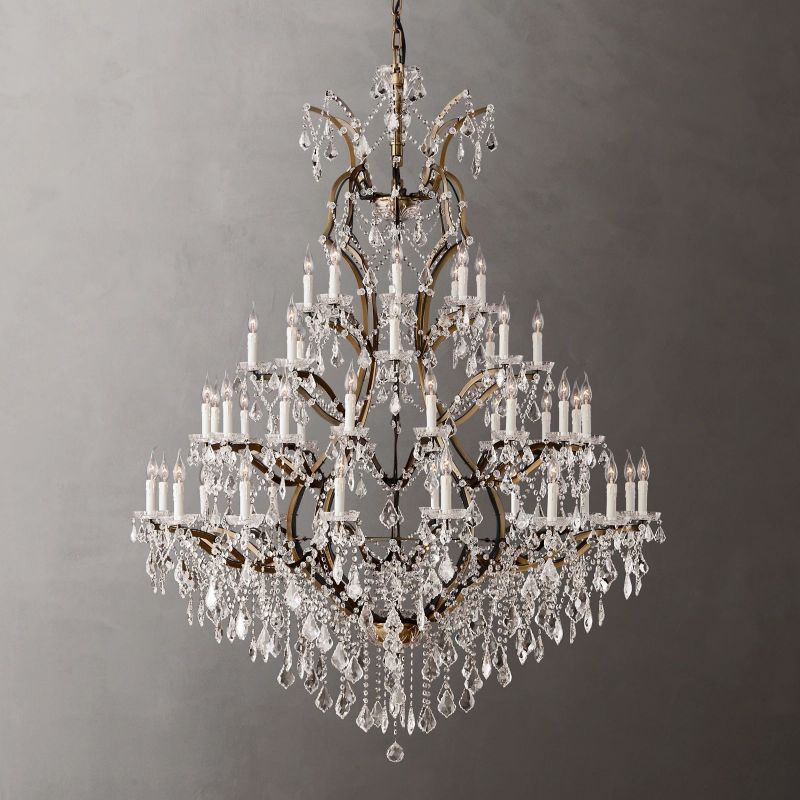 19TH Crystal Round Chandelier 60"