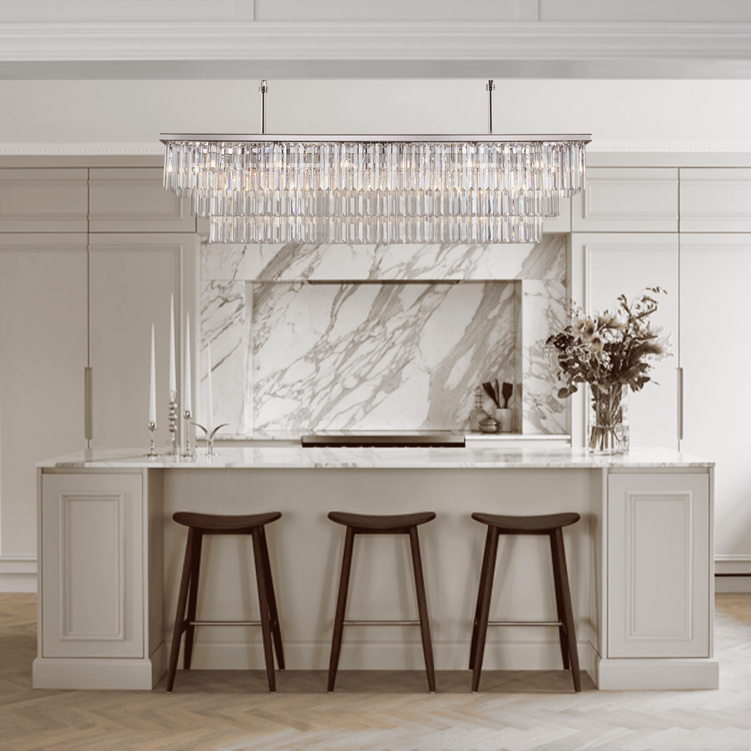 1920s Tedem 3-Tier Crystal Rectangular Chandelier