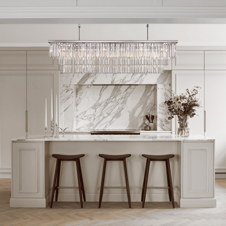 1920s Tedem 3-Tier Crystal Rectangular Chandelier