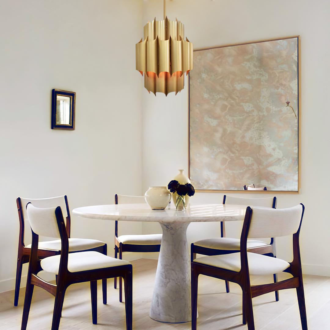 Cathed Brass Fluted Chandelier