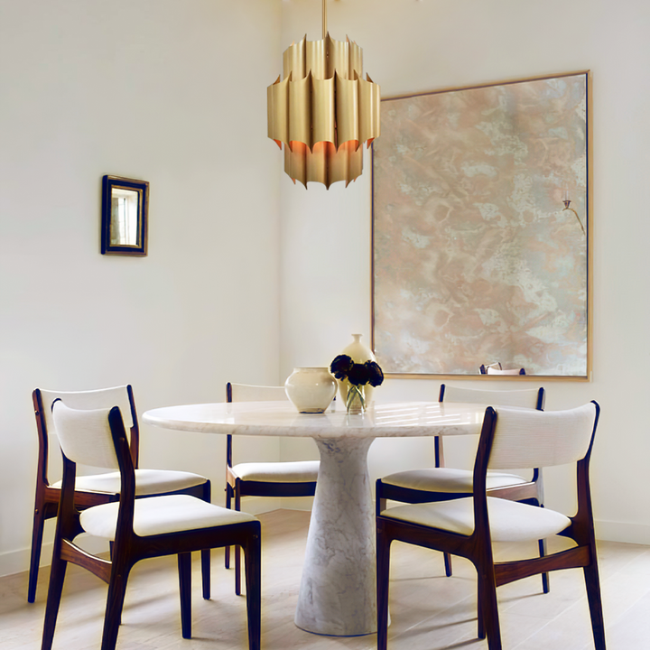 Cathed Brass Fluted Chandelier