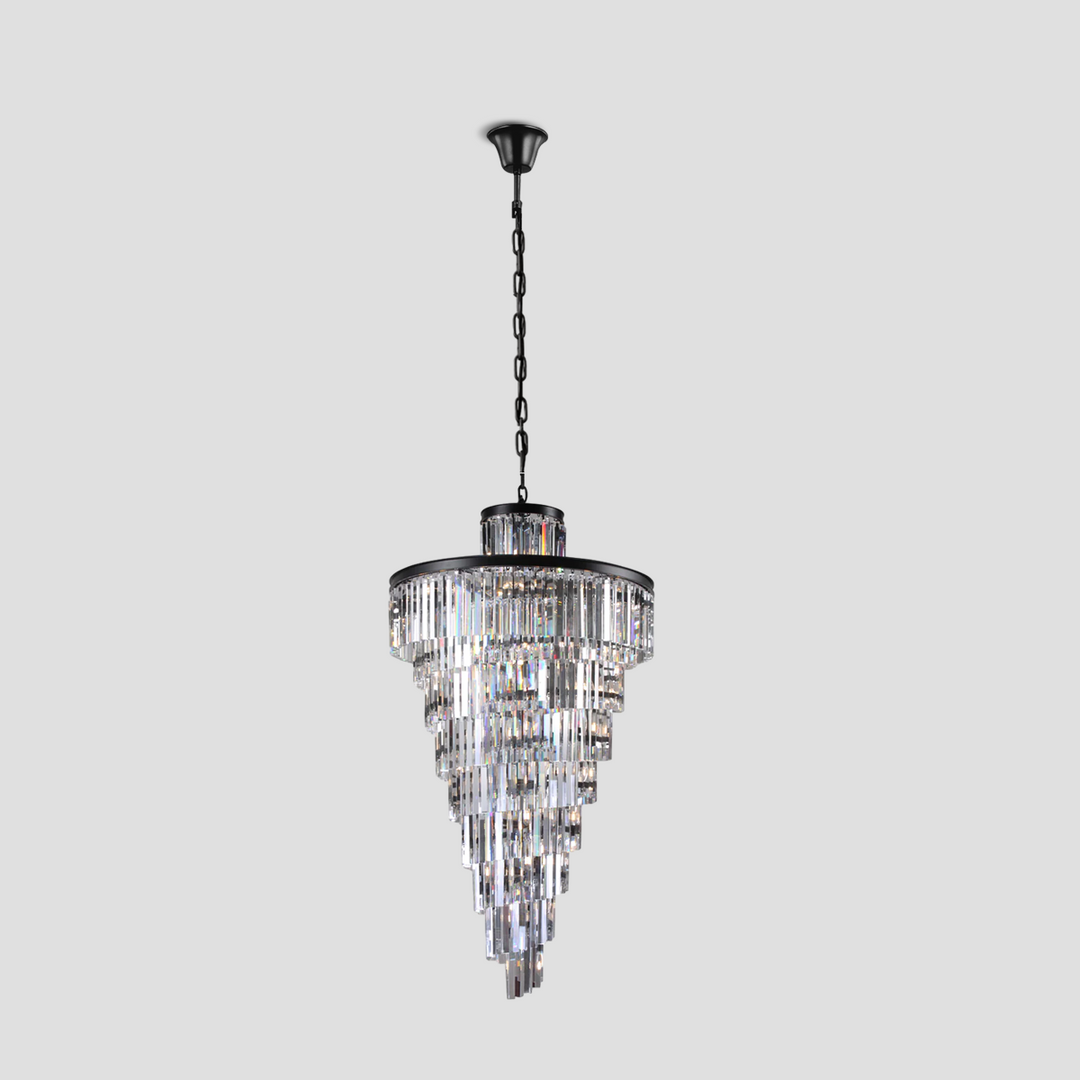 1920s Tedem Multi-Tiered Crystal Chandelier