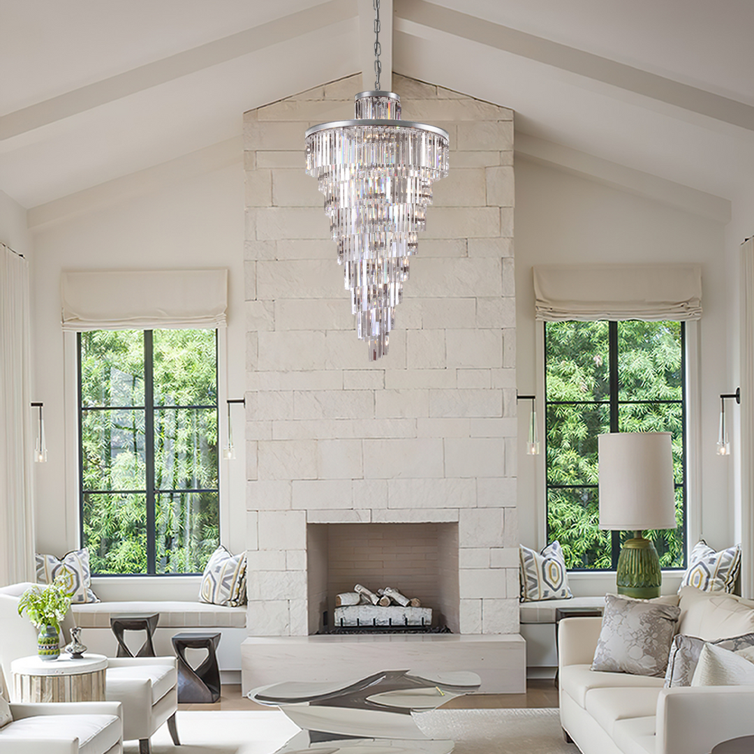 1920s Tedem Multi-Tiered Crystal Chandelier