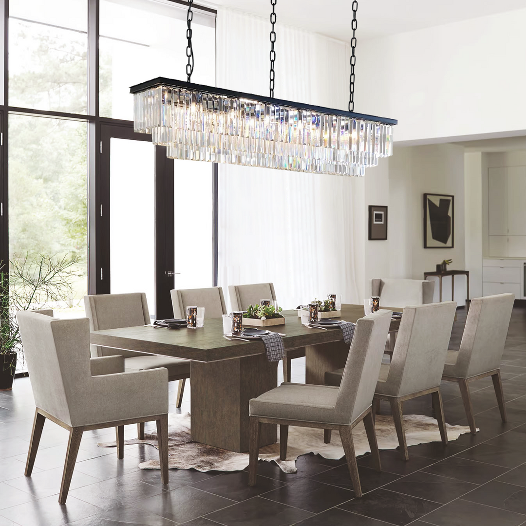 1920s Tedem 3-Tier Crystal Rectangular Chandelier