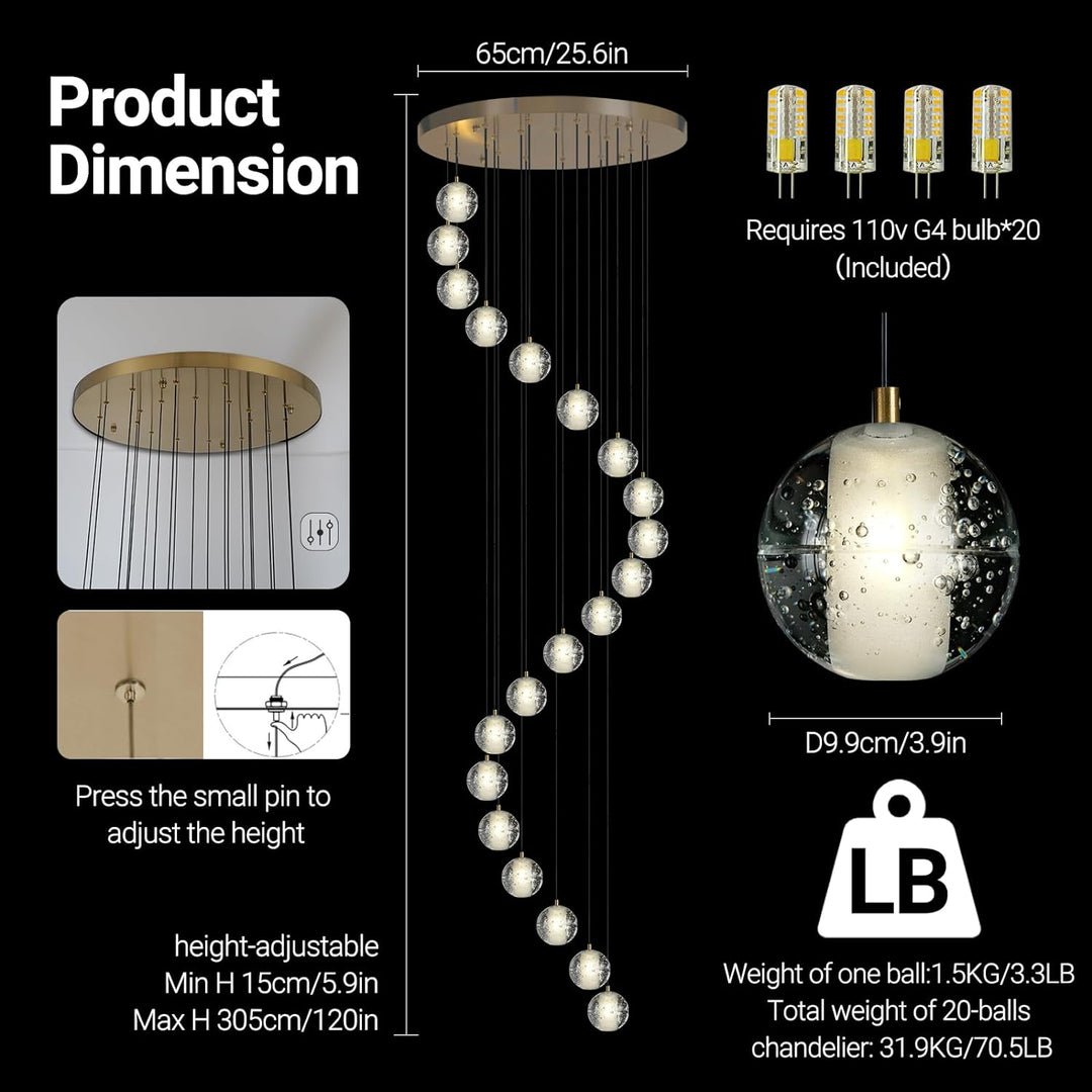 Nina Ball 14-Light High Ceiling Chandelier