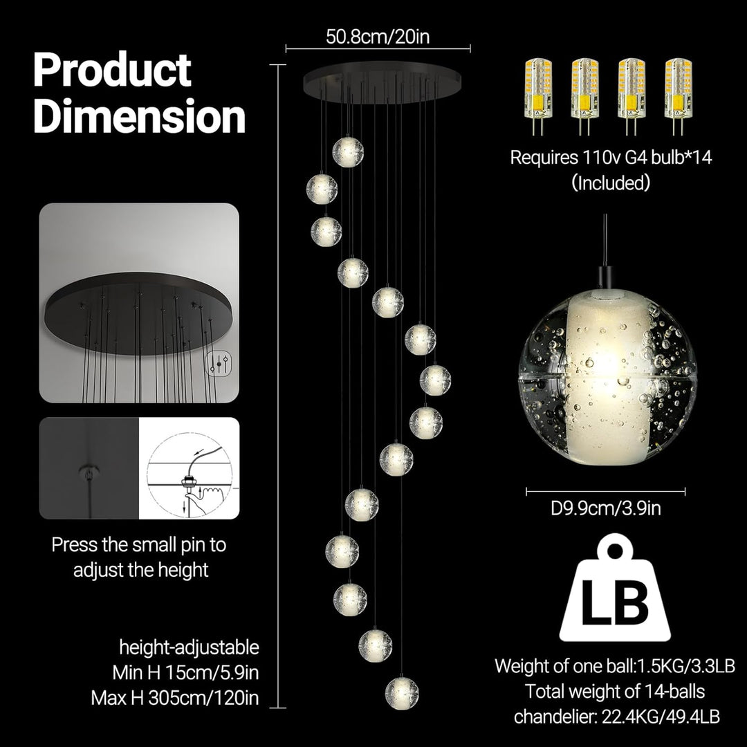 Nina Ball 14-Light High Ceiling Chandelier