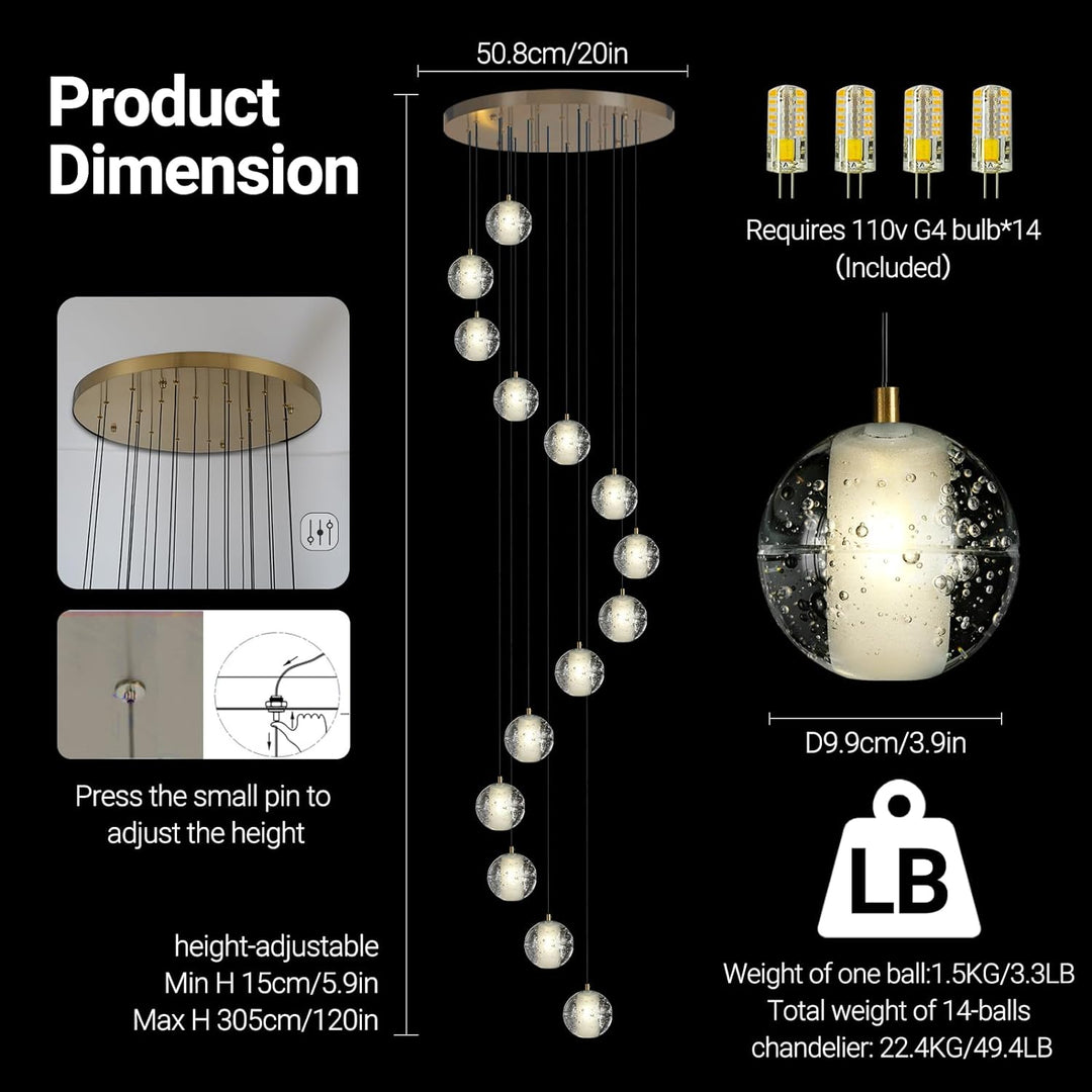 Nina Ball 14-Light High Ceiling Chandelier