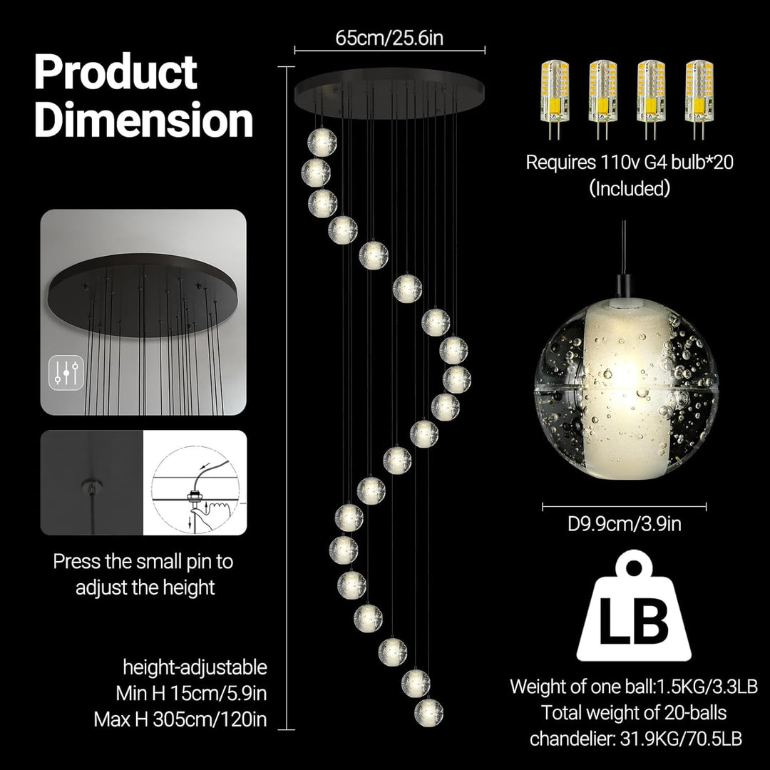 Nina Ball 14-Light High Ceiling Chandelier