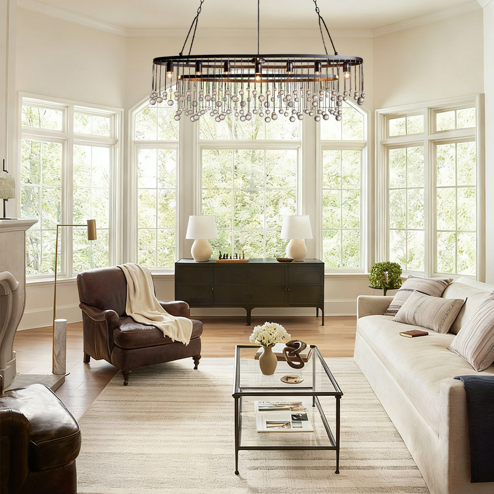 Hanson Oval Glass Chandelier for Dining Room