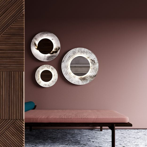 Alabaster Dissic Mirror Wall Sconce