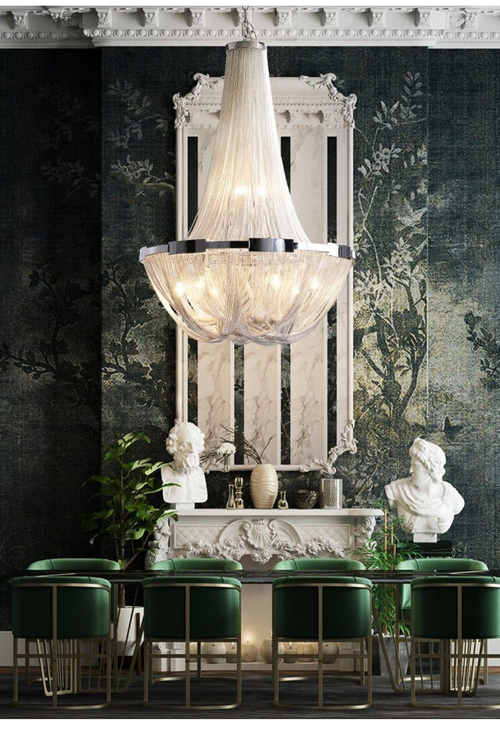 Alisa Luxury Plated Aluminum Chain Tassel Chandelier