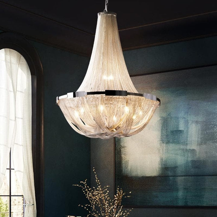 Alisa Luxury Plated Aluminum Chain Tassel Chandelier