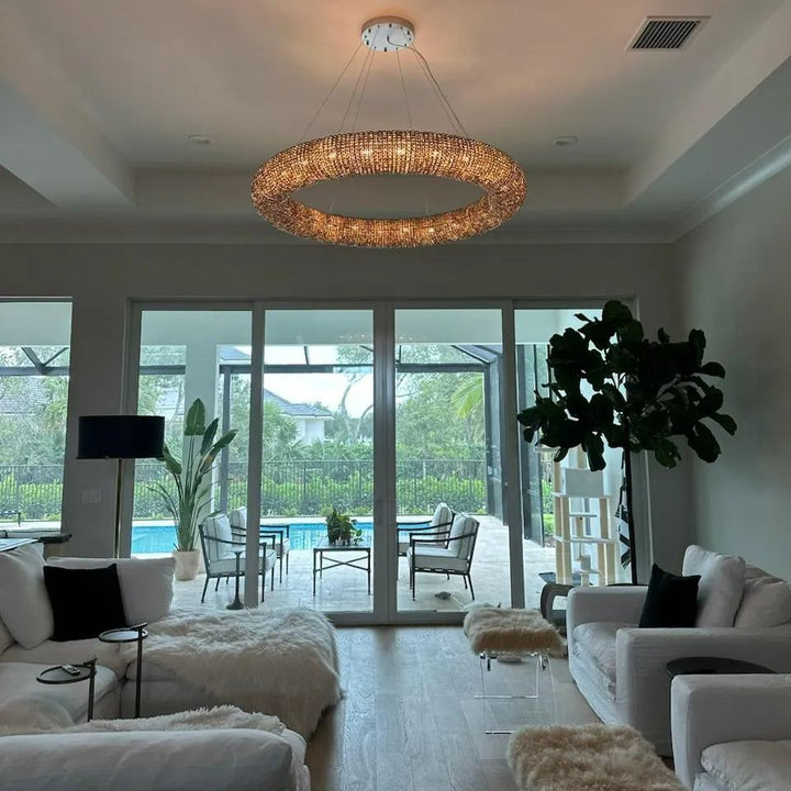 Alison Crystal Beads Round Chandelier D31.5"