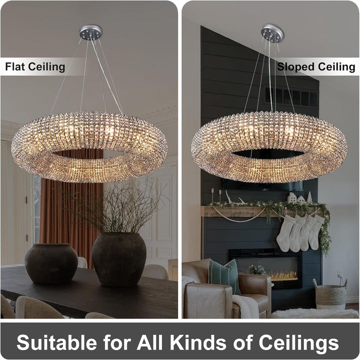 Alison Crystal Beads Round Chandelier D31.5"