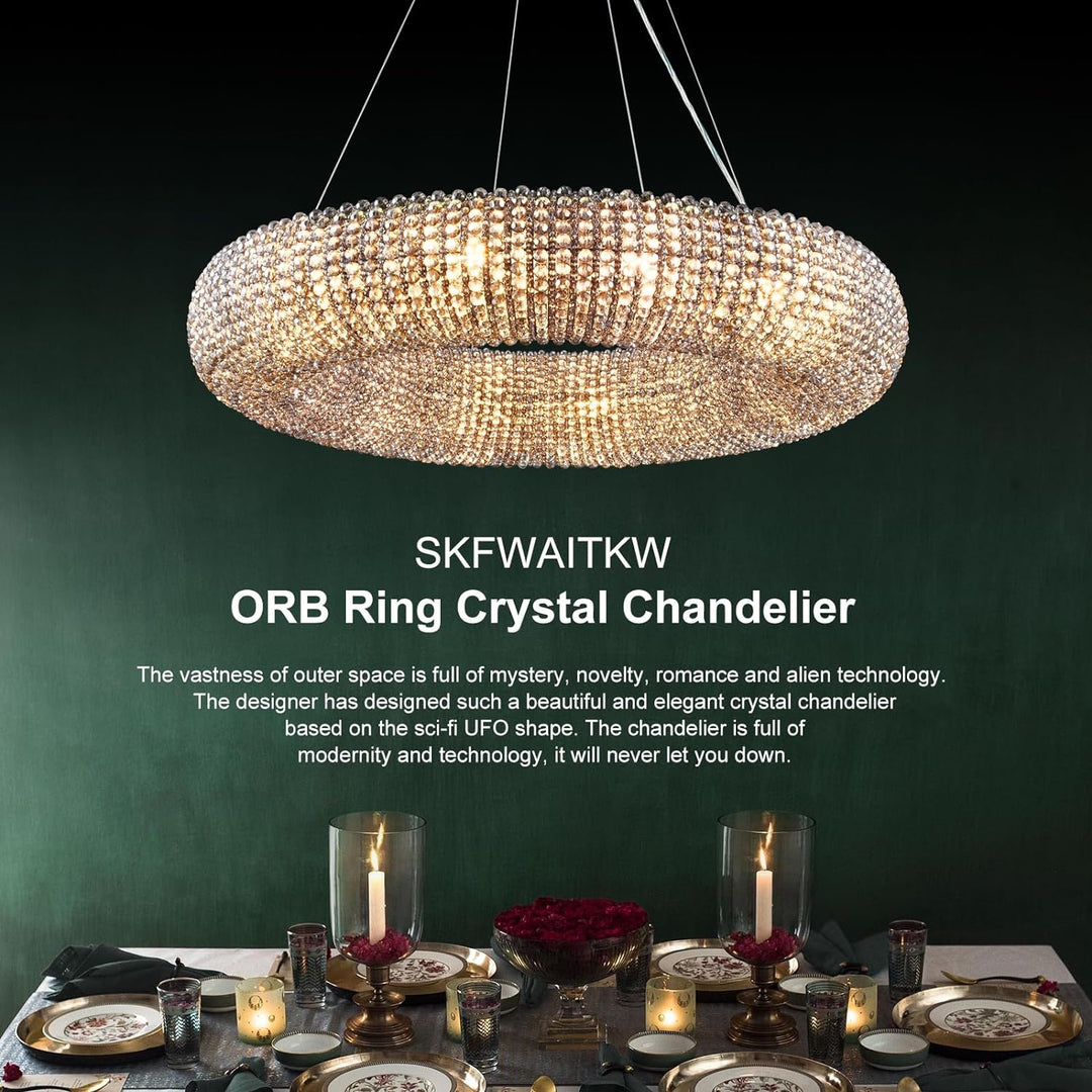 Alison Crystal Beads Round Chandelier D31.5"