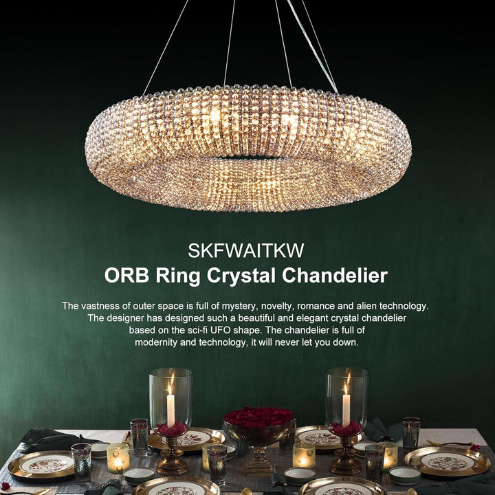 Alison Crystal Beads Round Chandelier D31.5"