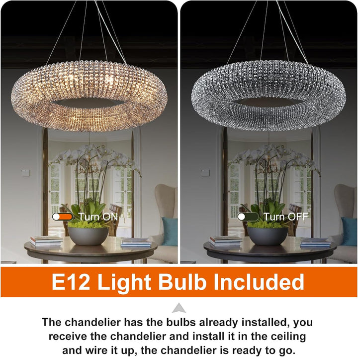 Alison Crystal Beads Round Chandelier D31.5"