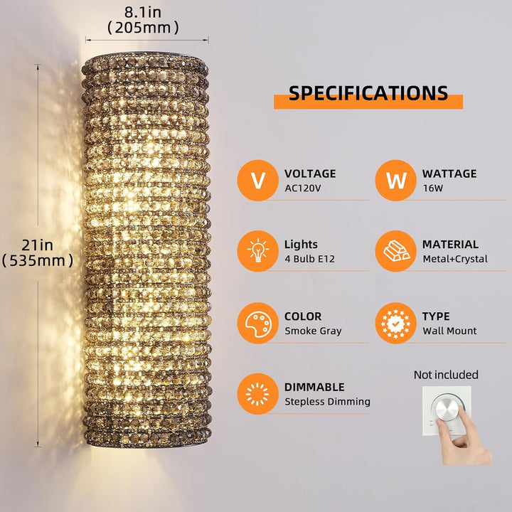 Alison K9 Crystal Wall Sconce 21"