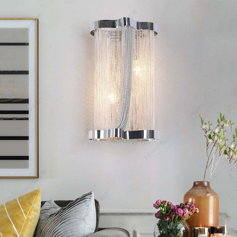 Aluminum Ashley Chain Tassel Wall Sconce