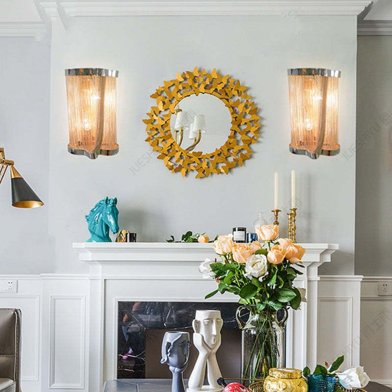 Aluminum Ashley Chain Tassel Wall Sconce