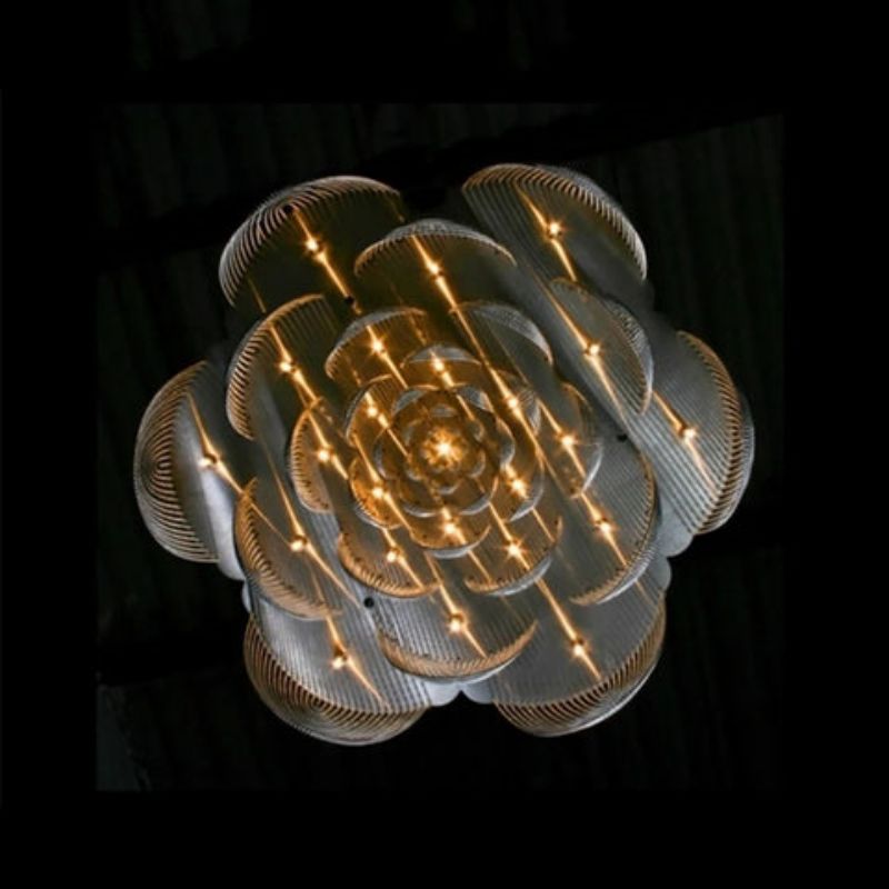 Aluminum Post-Modern Chain Flower Chandelier