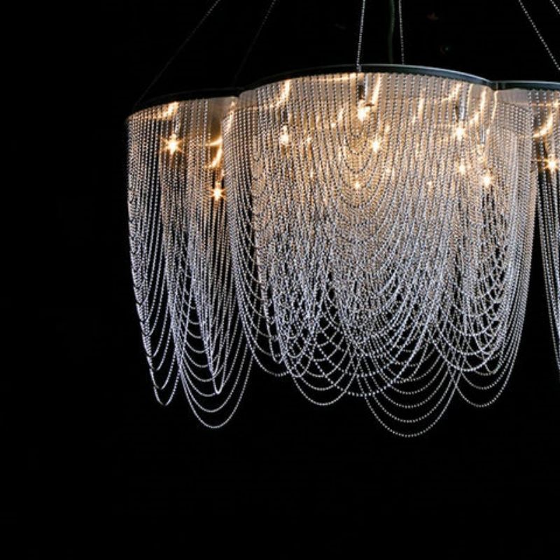 Aluminum Post-Modern Chain Flower Chandelier
