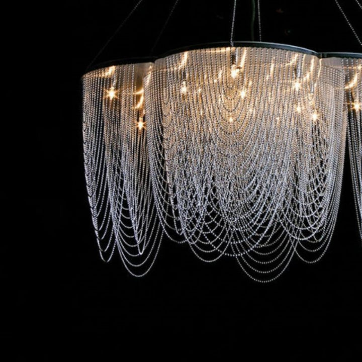 Aluminum Post-Modern Chain Flower Chandelier
