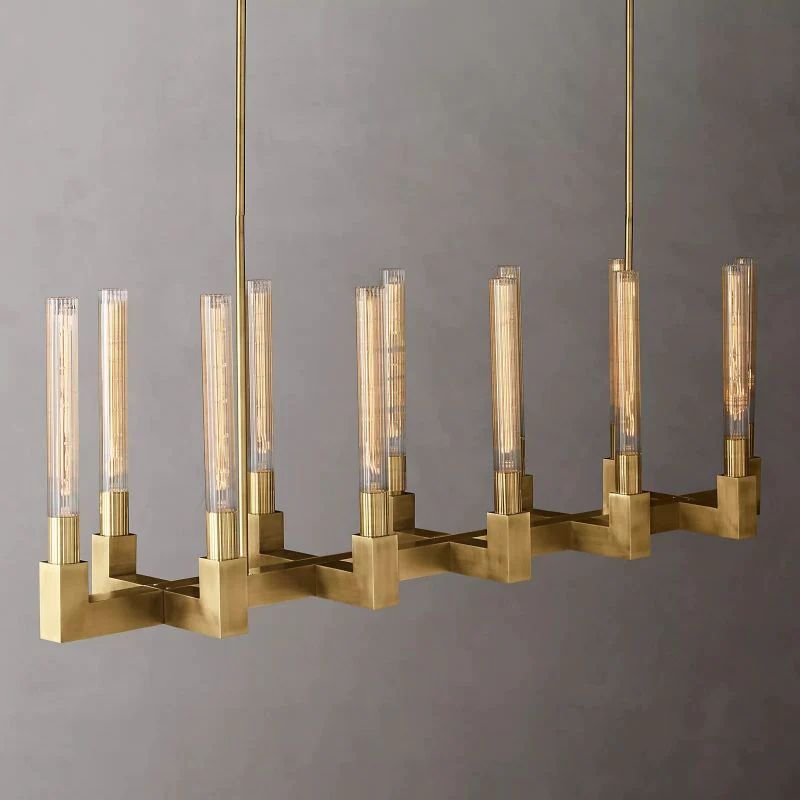 Amorra Candlestick Glass Linear Chandelier 55"