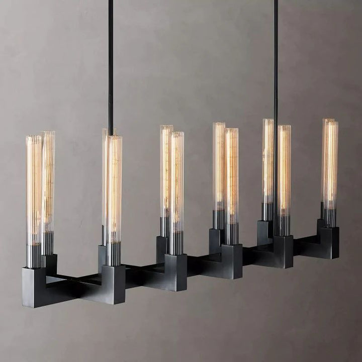 Amorra Candlestick Glass Linear Chandelier 55"