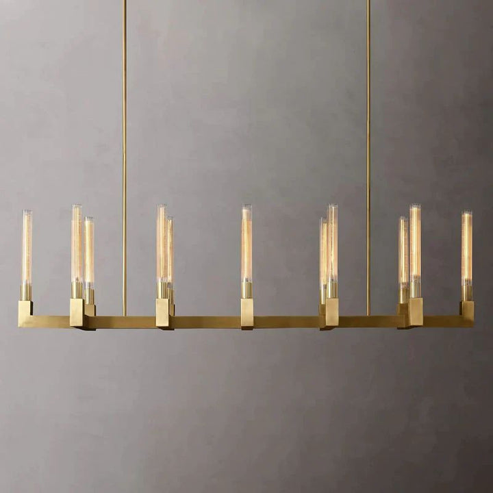 Amorra Candlestick Glass Linear Chandelier 67"