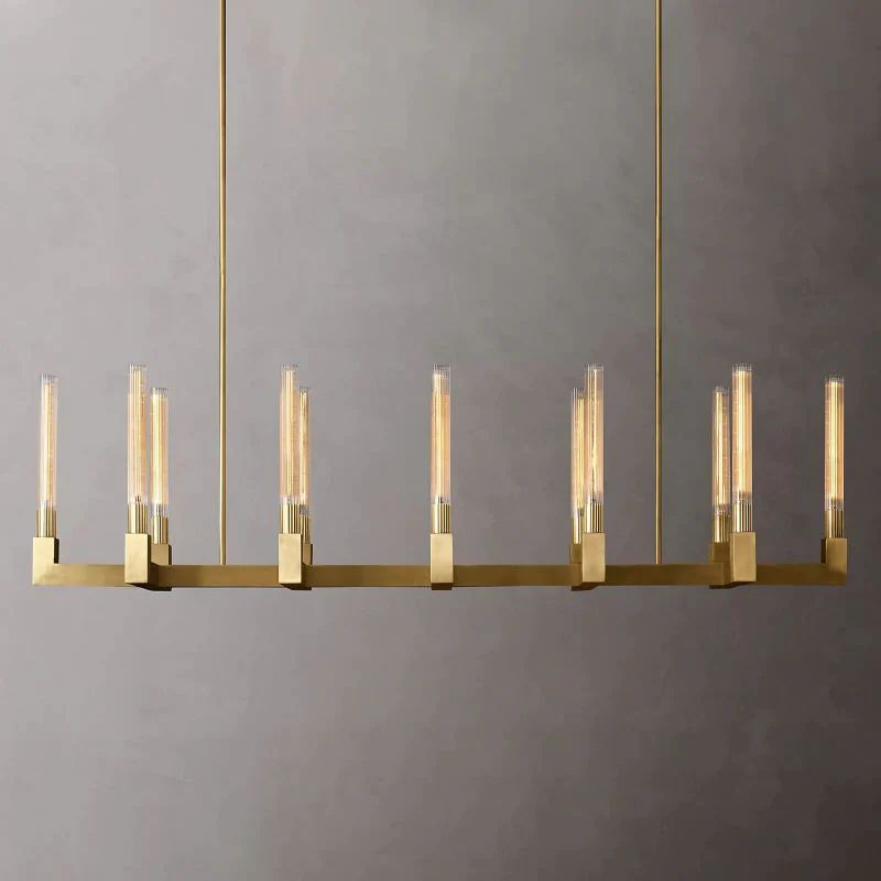 Amorra Candlestick Glass Linear Chandelier 67"