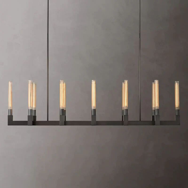 Amorra Candlestick Glass Linear Chandelier 67"