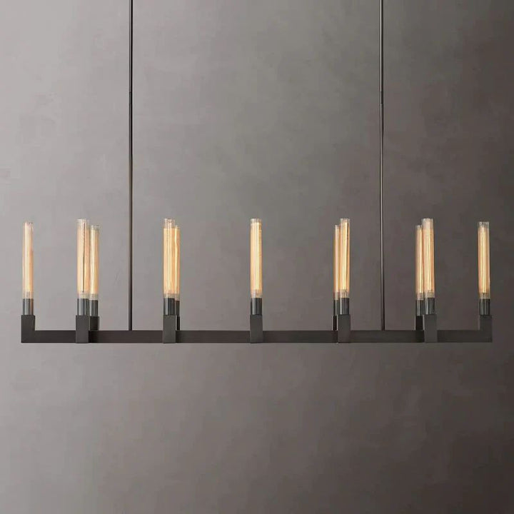 Amorra Candlestick Glass Linear Chandelier 67"