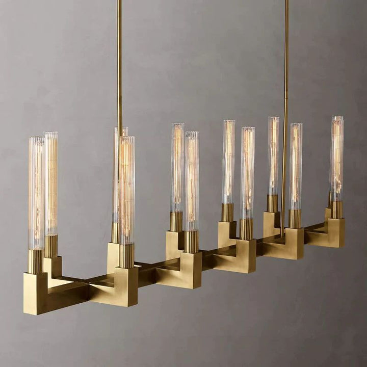 Amorra Candlestick Glass Linear Chandelier 67"