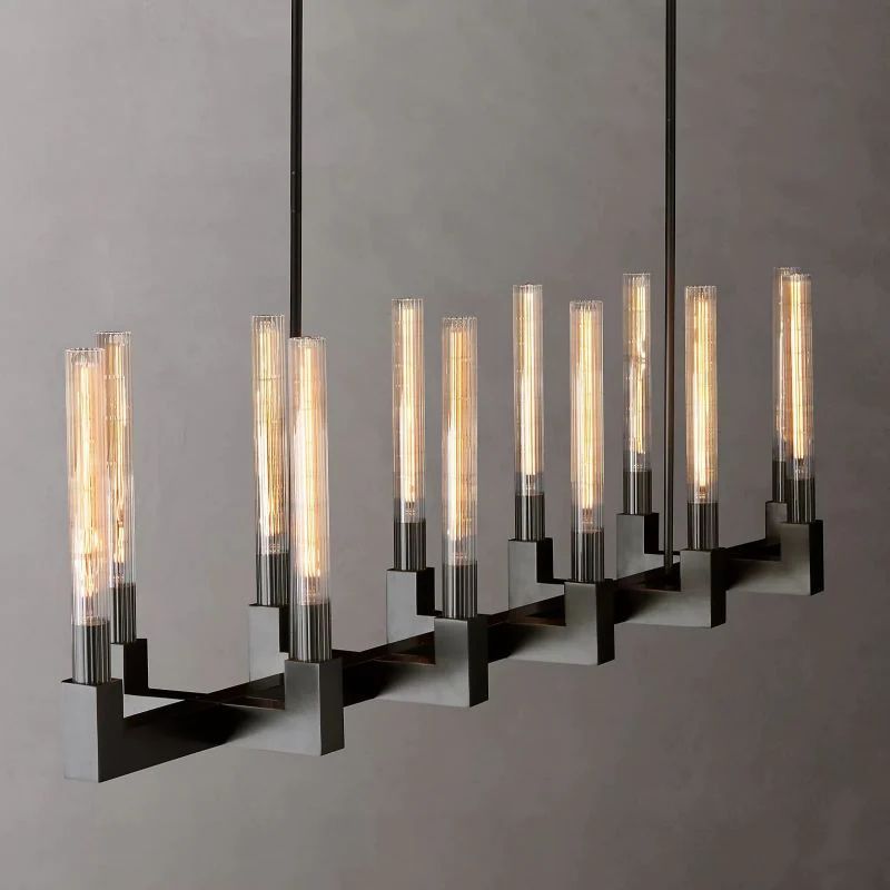Amorra Candlestick Glass Linear Chandelier 67"
