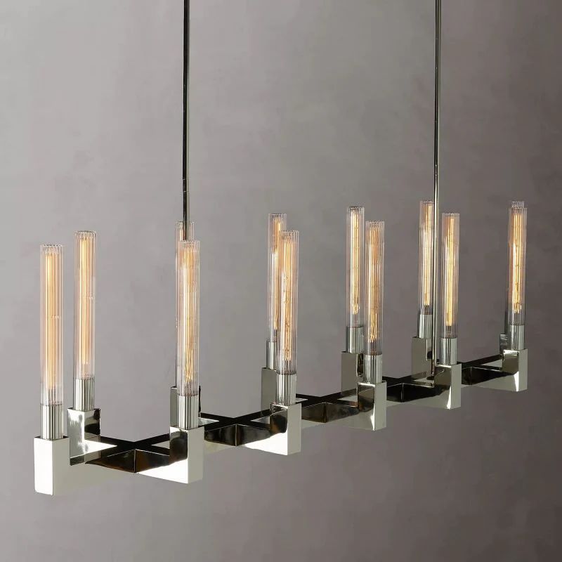 Amorra Candlestick Glass Linear Chandelier 67"