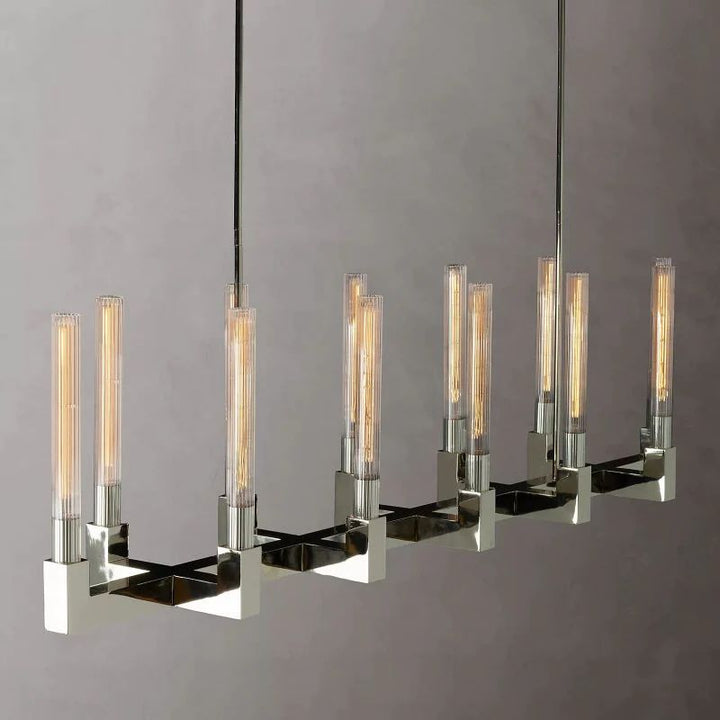 Amorra Candlestick Glass Linear Chandelier 67"