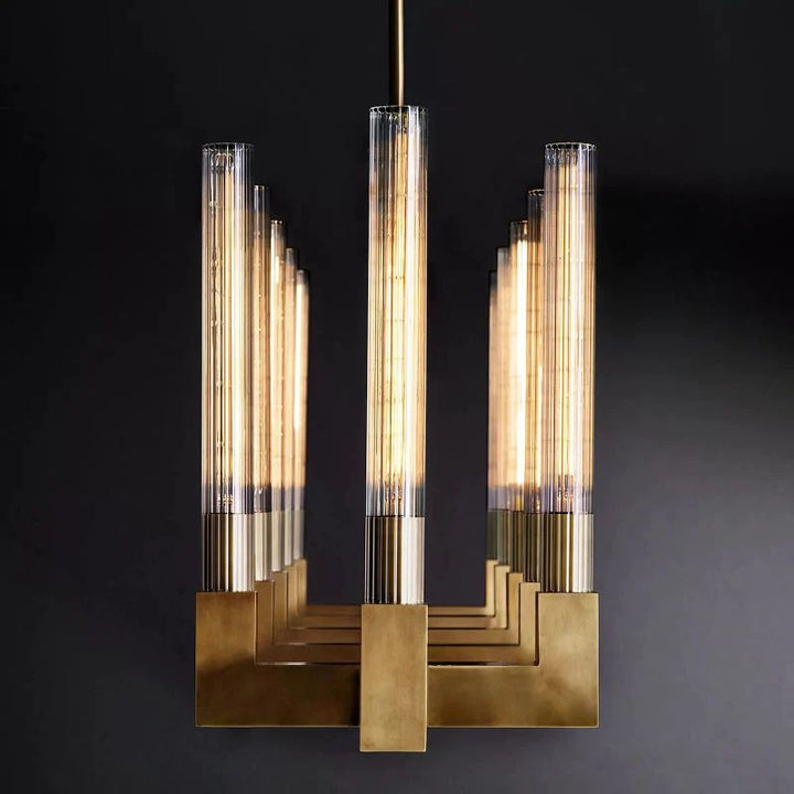 Amorra Candlestick Glass Linear Chandelier 67"