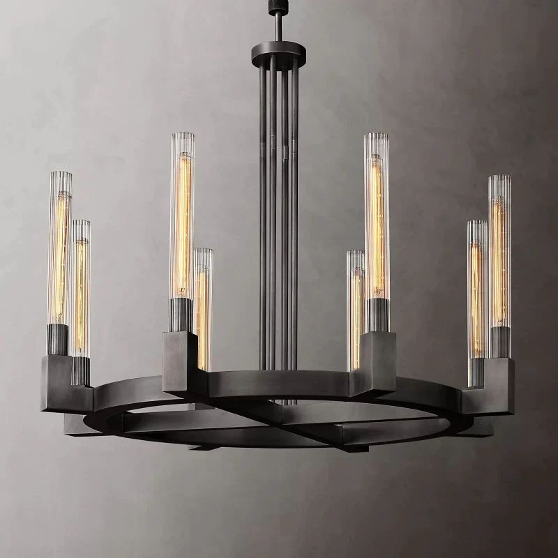 Amorra Candlestick Glass Round Chandelier 36"D