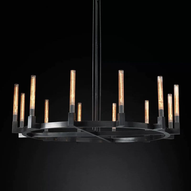 Amorra Candlestick Glass Round Chandelier 60"D