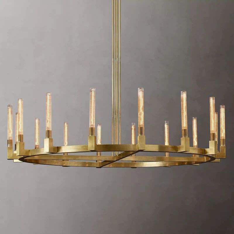 Amorra Candlestick Glass Round Chandelier 72"D