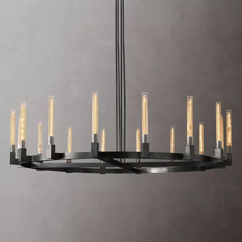 Amorra Candlestick Glass Round Chandelier 72"D
