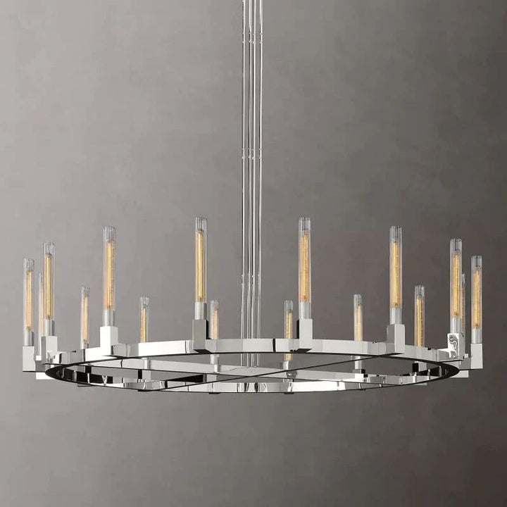 Amorra Candlestick Glass Round Chandelier 72"D